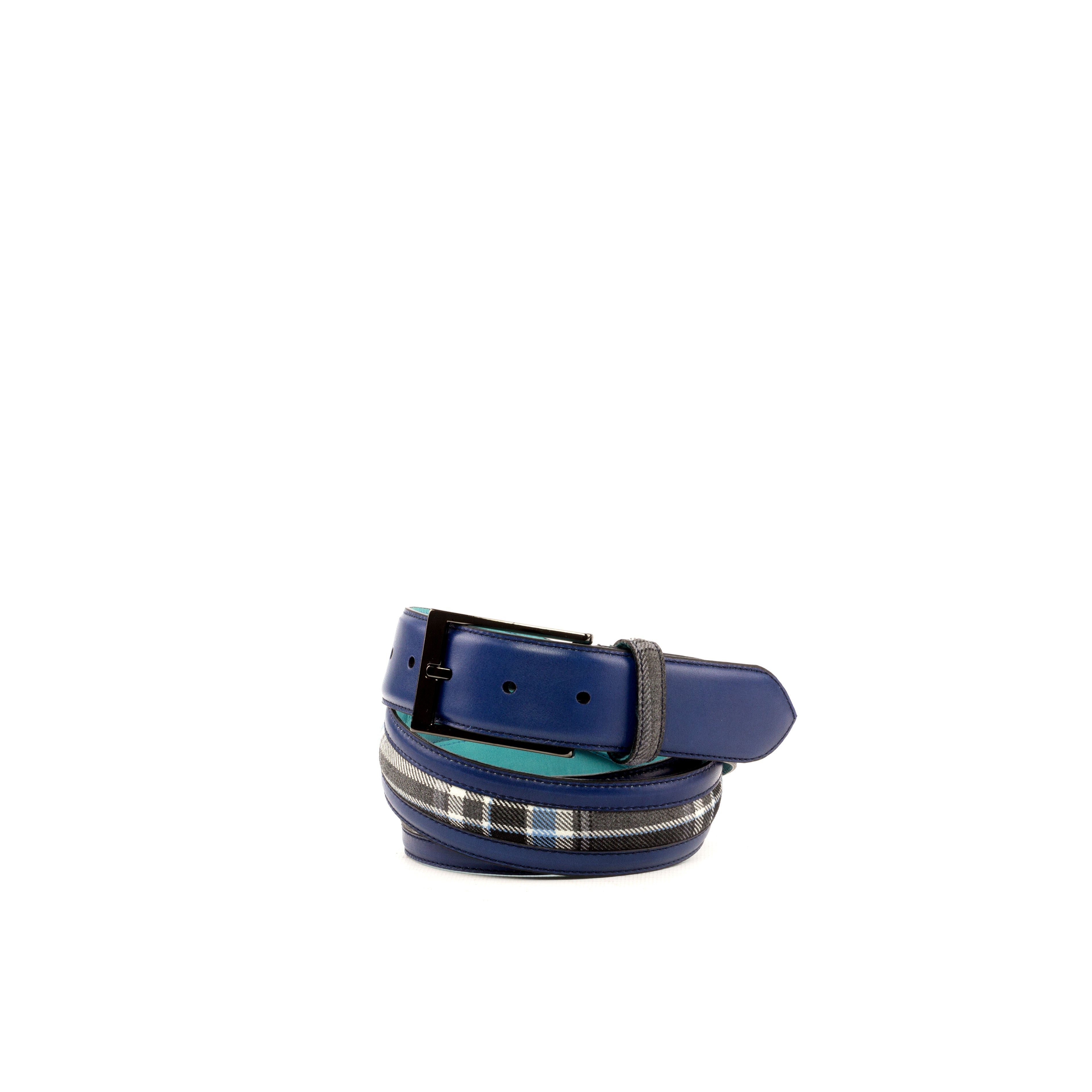 Venice - Navy with Plaid Leather