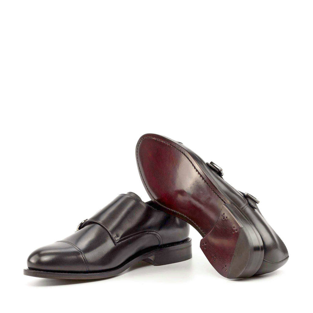 Black Cap Toe Double Monk