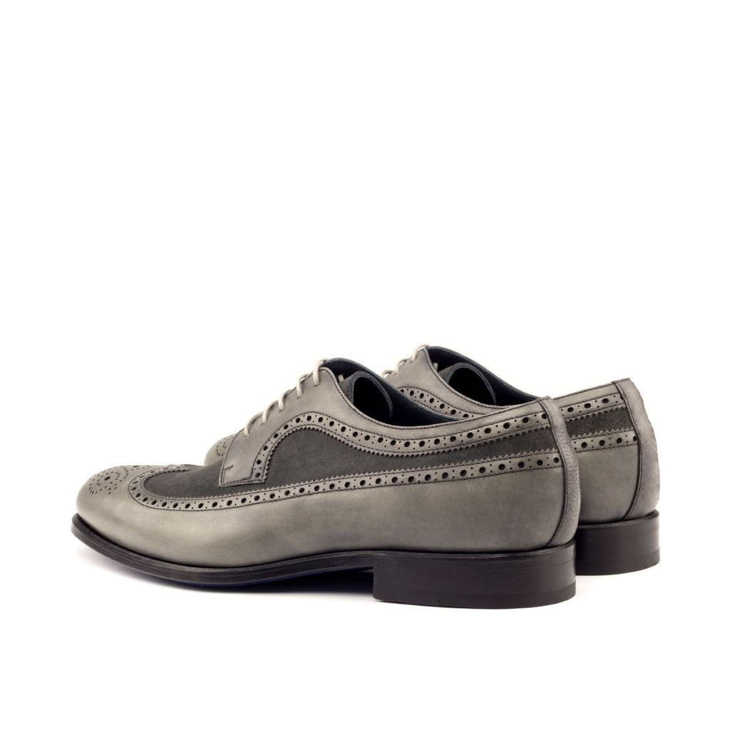 Grey leather and Suede Longwing Blucher