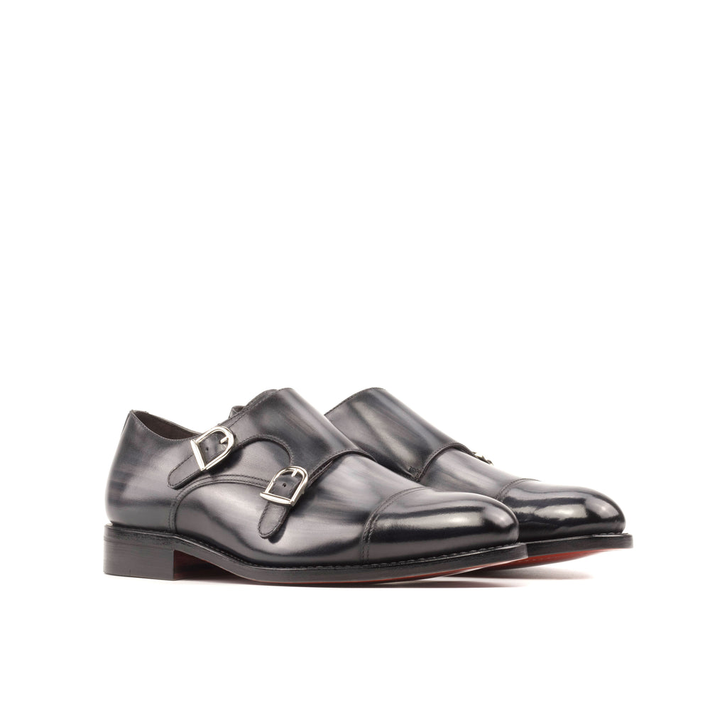 Grey Patina Cap Toe Double Monk