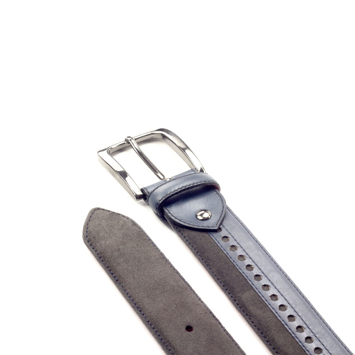 Sun Valley - Grey suede with Blue Leather